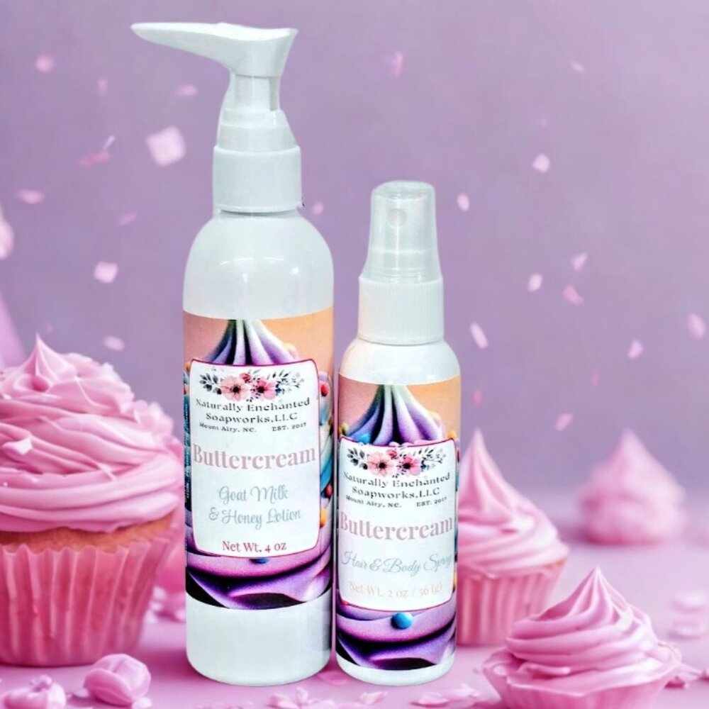 Lotion & Body Spray set Buttercream Fragrance, Hair Mist perfume